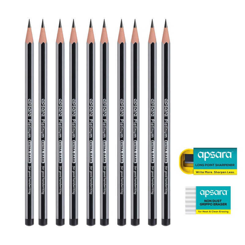 Apsara Platinum Extra Dark Pencils - Pack Of 10 - Image 5